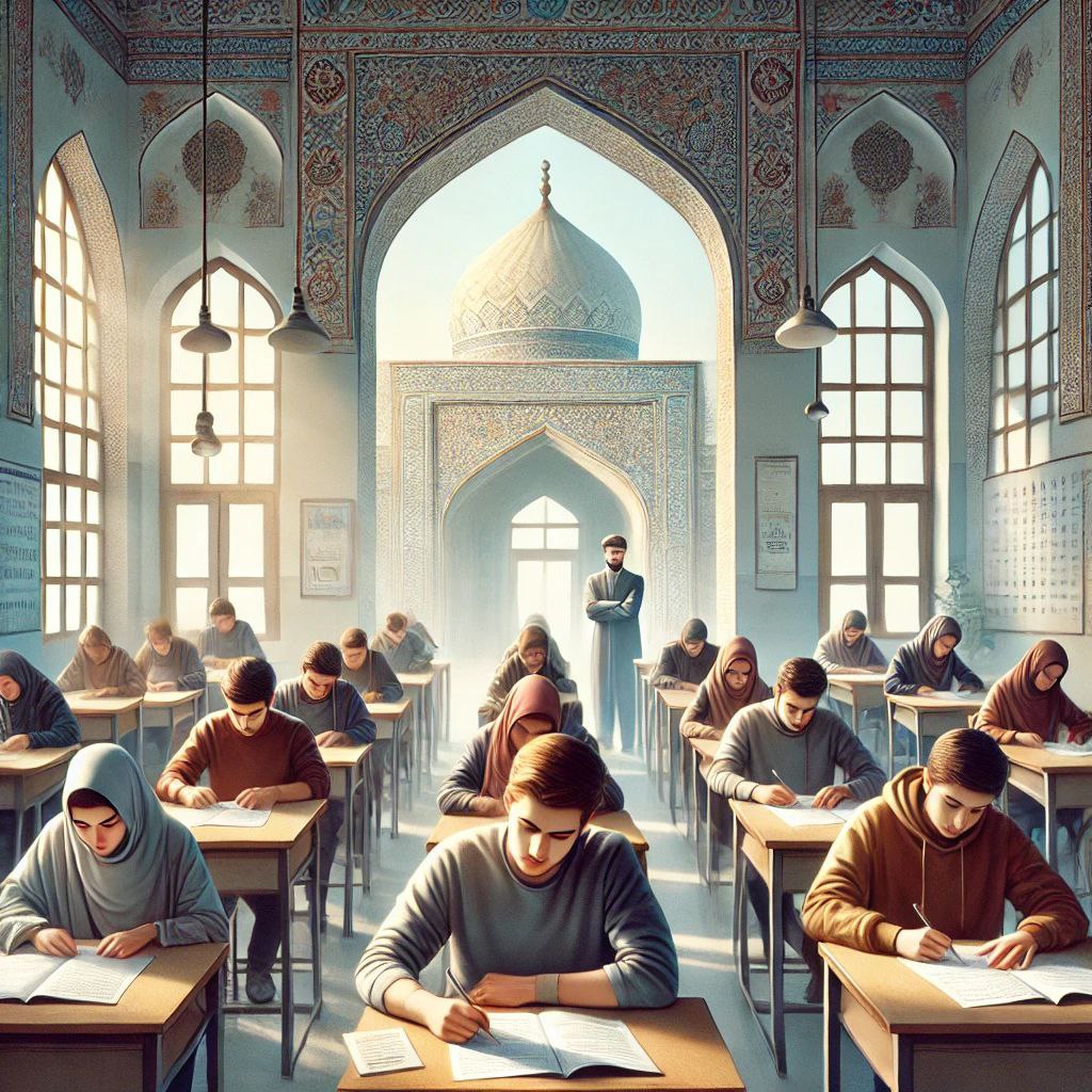 تصویری از کنکور دادن دانش‌آموزان