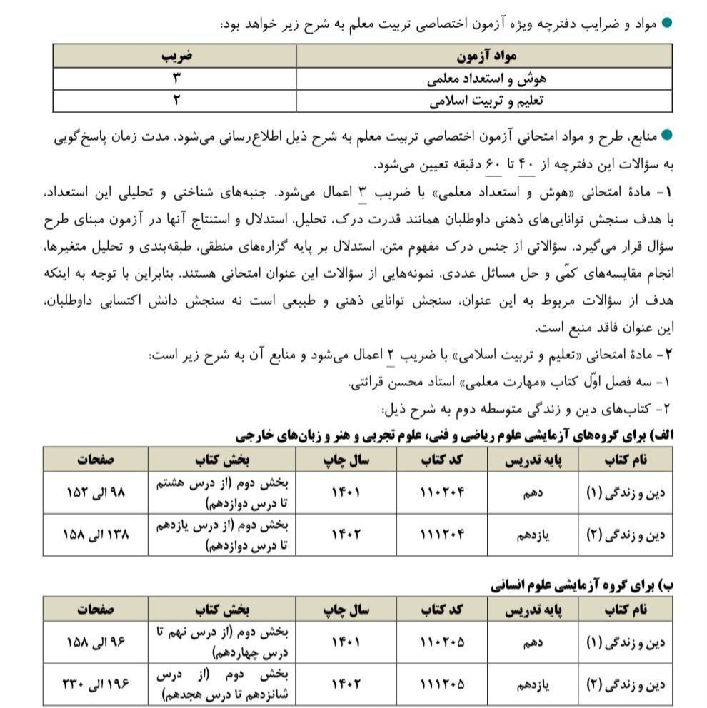 منابع کنکور فرهنگیان